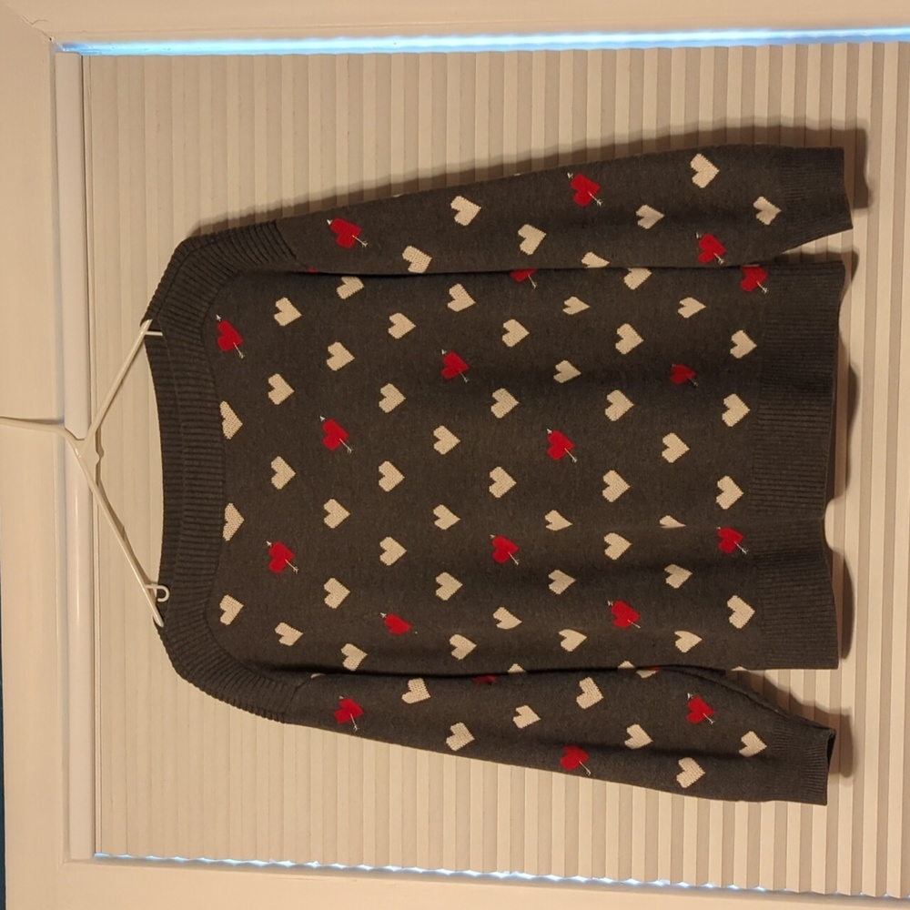 Loft Heart Boatneck Sweater Grey Small